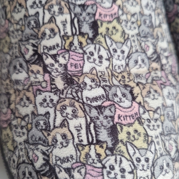 Bobs By Skechers Too Cozy Snuggle Cat Print Slippers Hard Bottom Faux Fur 9.5 - Picture 2 of 9